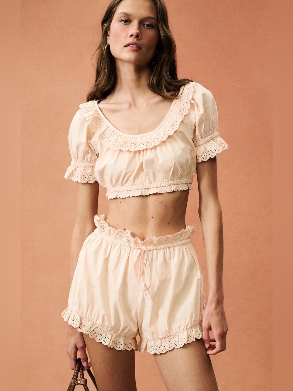 Posse Ezra Crop Top & Shorts Set! Color peach/XS. Worn once/perfect condition!!!